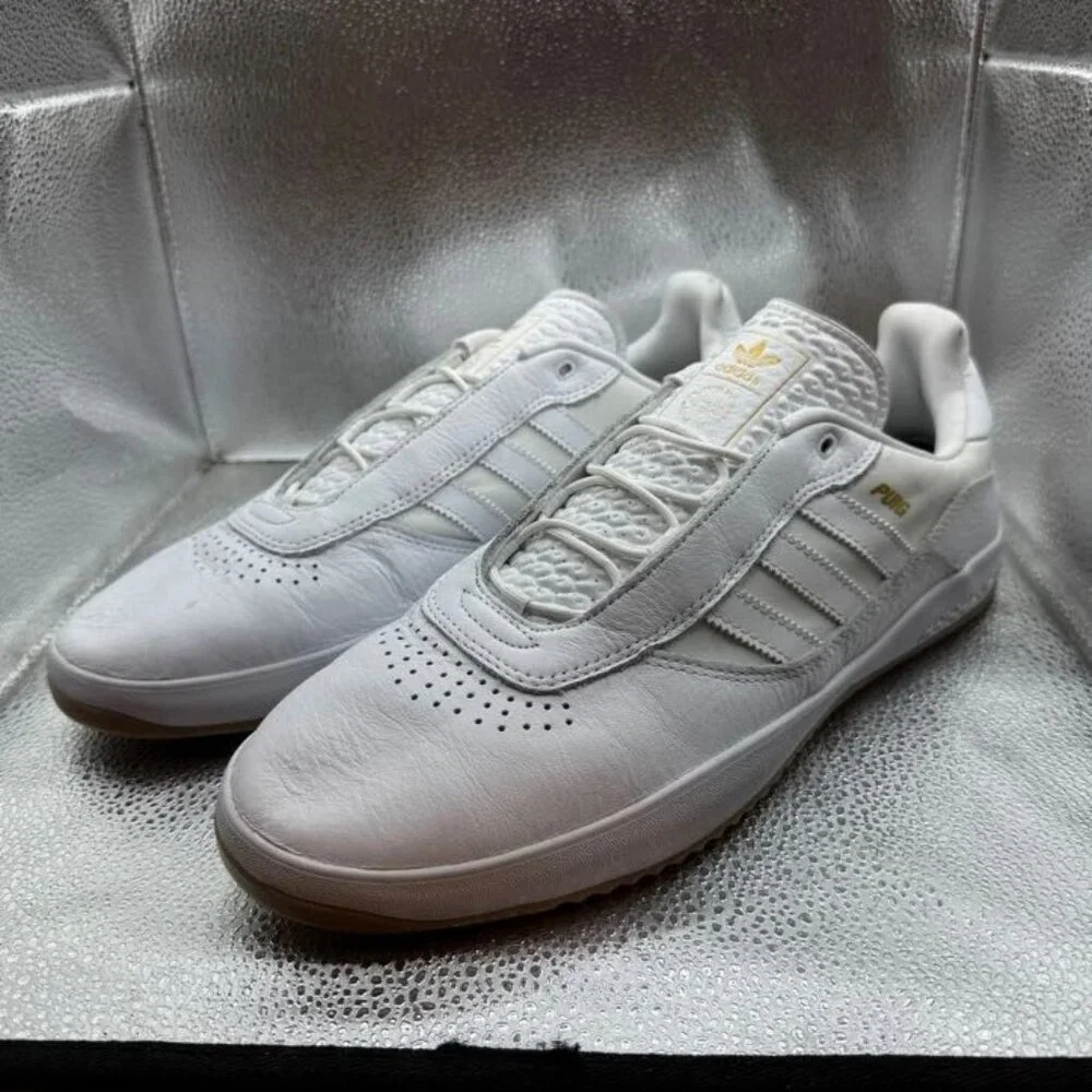 Size 11.5 Adidas Lucas‎ Puig Mens Cream White Suede Skater Trainers Sneakers